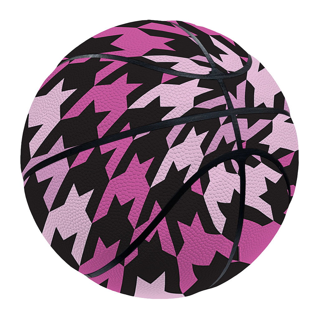 Pink Houndstooth Pattern Print Basketball