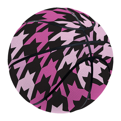 Pink Houndstooth Pattern Print Basketball