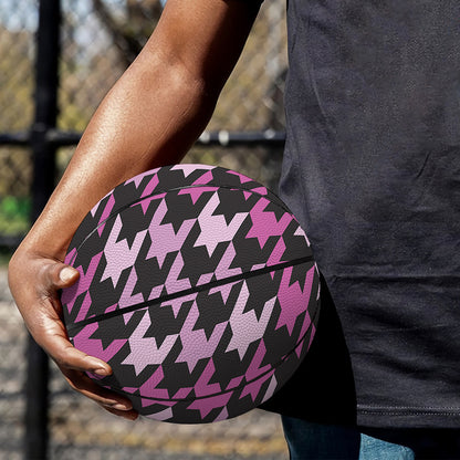 Pink Houndstooth Pattern Print Basketball