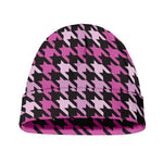 Pink Houndstooth Pattern Print Beanie
