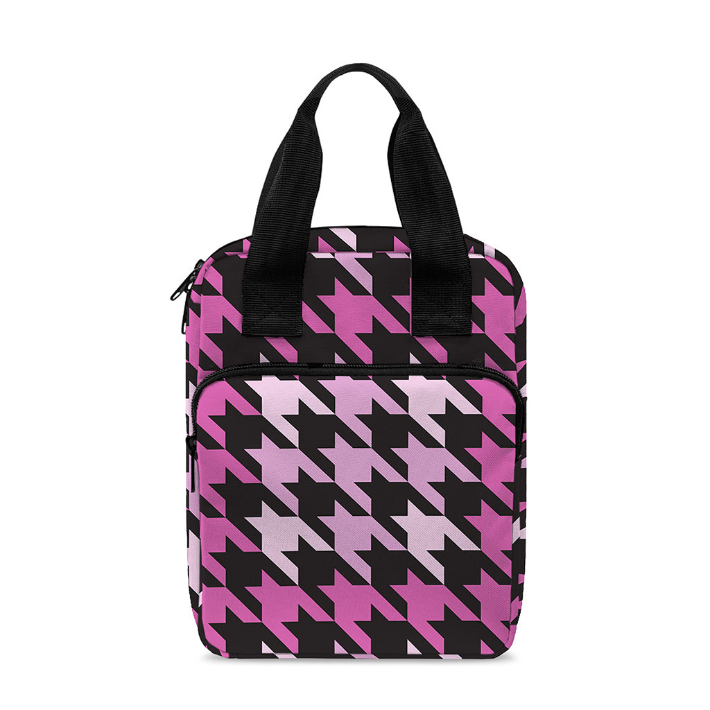 Pink Houndstooth Pattern Print Bible Tote Bag