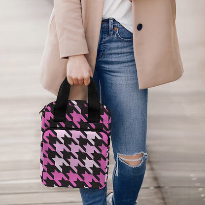 Pink Houndstooth Pattern Print Bible Tote Bag
