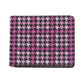 Pink Houndstooth Pattern Print Bifold Wallet