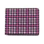 Pink Houndstooth Pattern Print Bifold Wallet