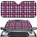 Pink Houndstooth Pattern Print Car Windshield Sun Shade