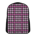 Pink Houndstooth Pattern Print Casual Backpack