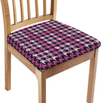 Pink Houndstooth Pattern Print Chair Cushion Cover