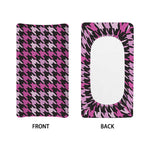Pink Houndstooth Pattern Print Changing Pad Cover