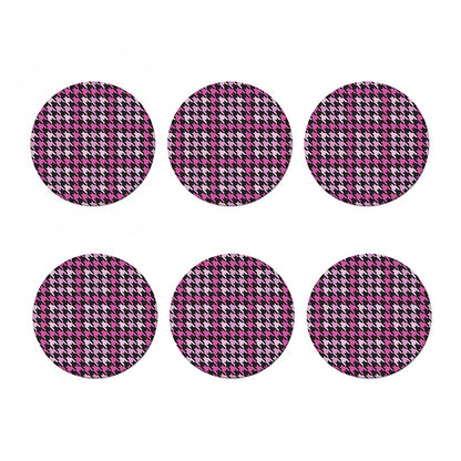 Pink Houndstooth Pattern Print Coaster Set