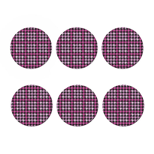 Pink Houndstooth Pattern Print Coaster Set