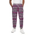 Pink Houndstooth Pattern Print Cotton Sweatpants