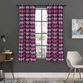 Pink Houndstooth Pattern Print Grommet Curtain Panels