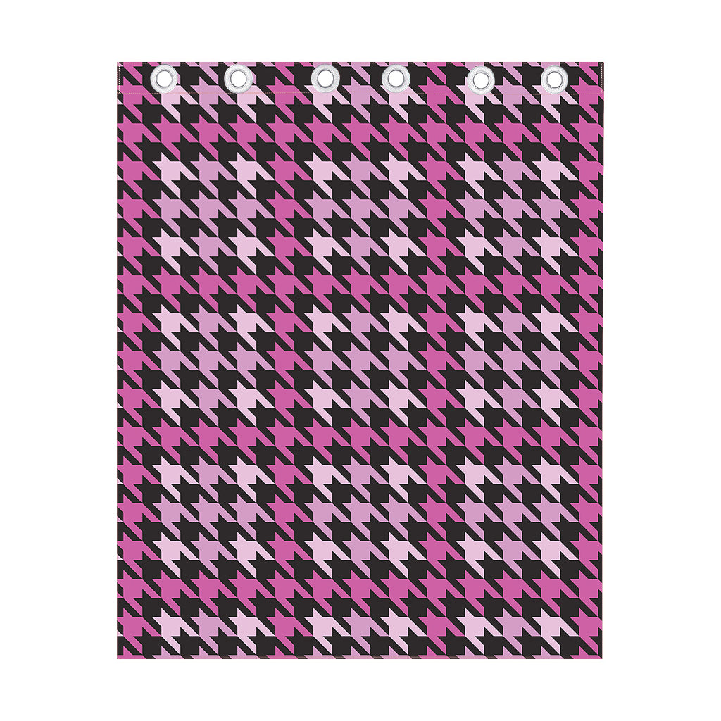 Pink Houndstooth Pattern Print Curtain