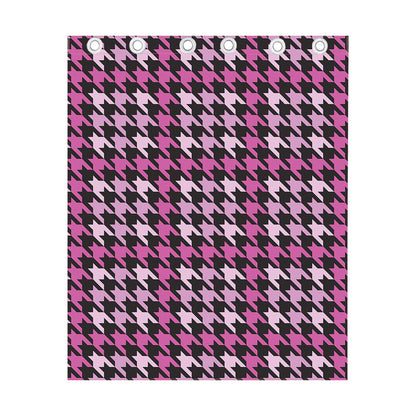 Pink Houndstooth Pattern Print Curtain
