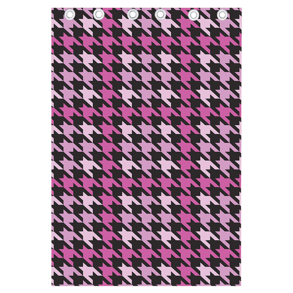 Pink Houndstooth Pattern Print Curtain