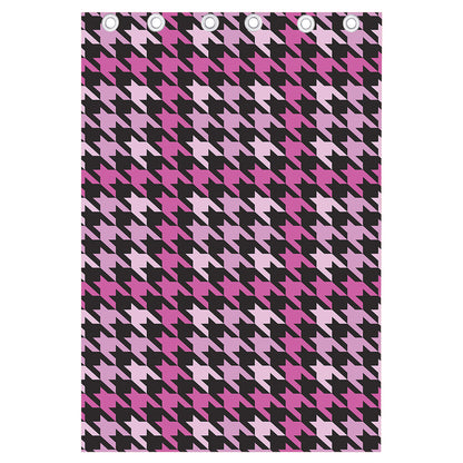 Pink Houndstooth Pattern Print Curtain