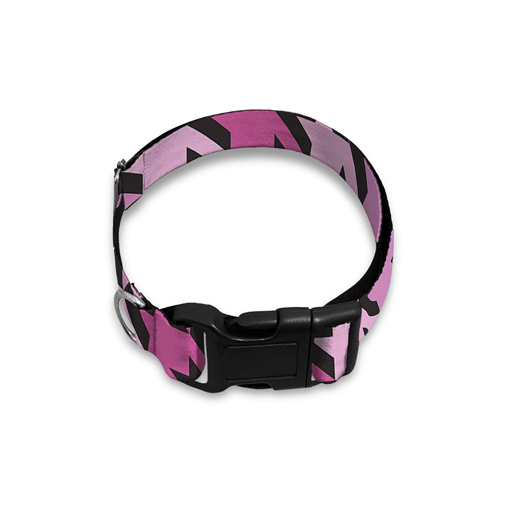 Pink Houndstooth Pattern Print Dog Collar