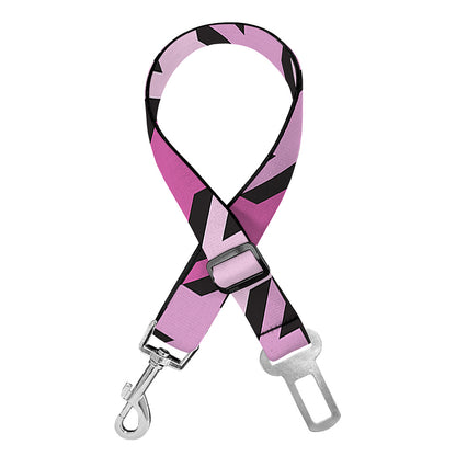 Pink Houndstooth Pattern Print Dog Seat Belt