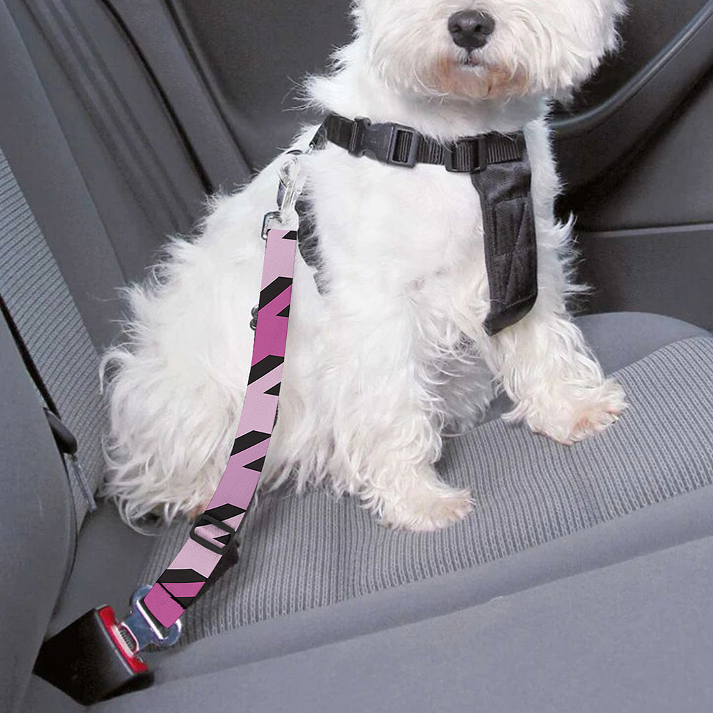 Pink Houndstooth Pattern Print Dog Seat Belt