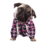 Pink Houndstooth Pattern Print Dog Zip Up Hoodie