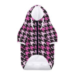 Pink Houndstooth Pattern Print Dog Zip Up Hoodie