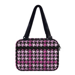 Pink Houndstooth Pattern Print Double Strap Bible Bag
