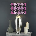 Pink Houndstooth Pattern Print Drum Lamp Shade