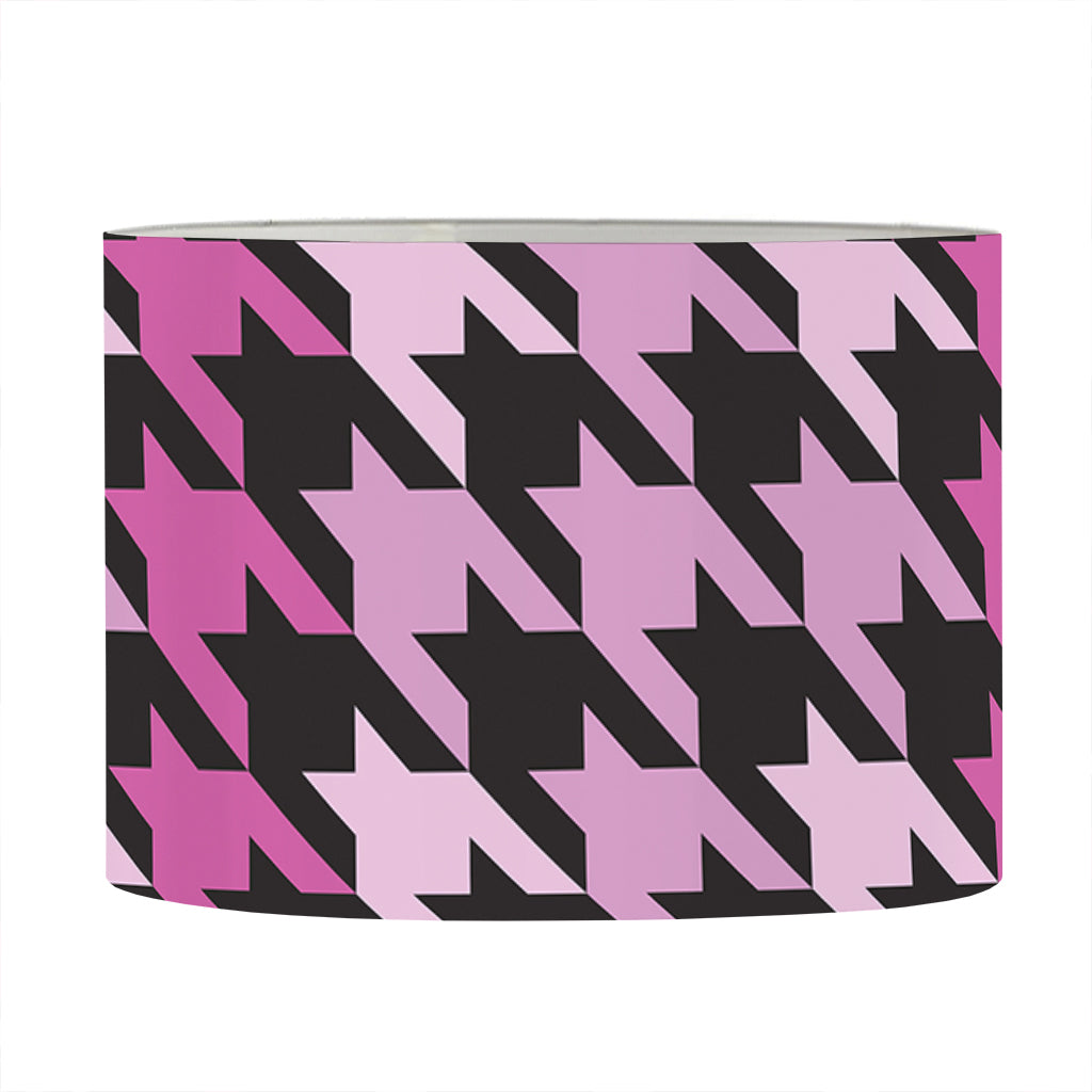 Pink Houndstooth Pattern Print Drum Lamp Shade