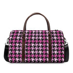 Pink Houndstooth Pattern Print Duffle Bag