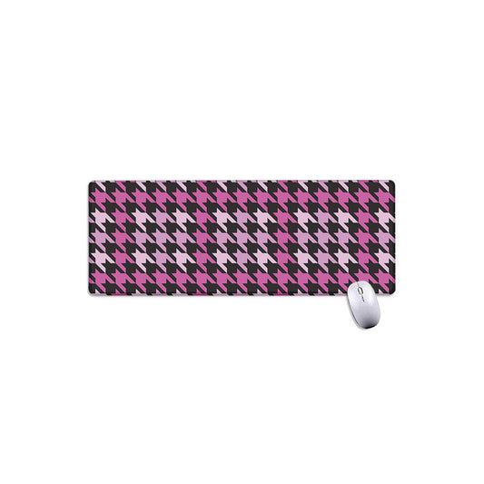 Pink Houndstooth Pattern Print Extended Mouse Pad