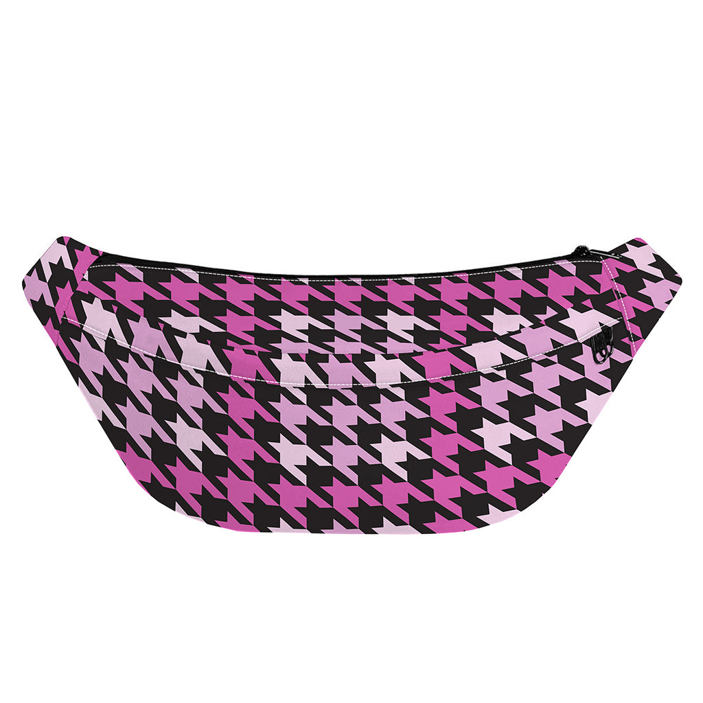 Pink Houndstooth Pattern Print Fanny Pack