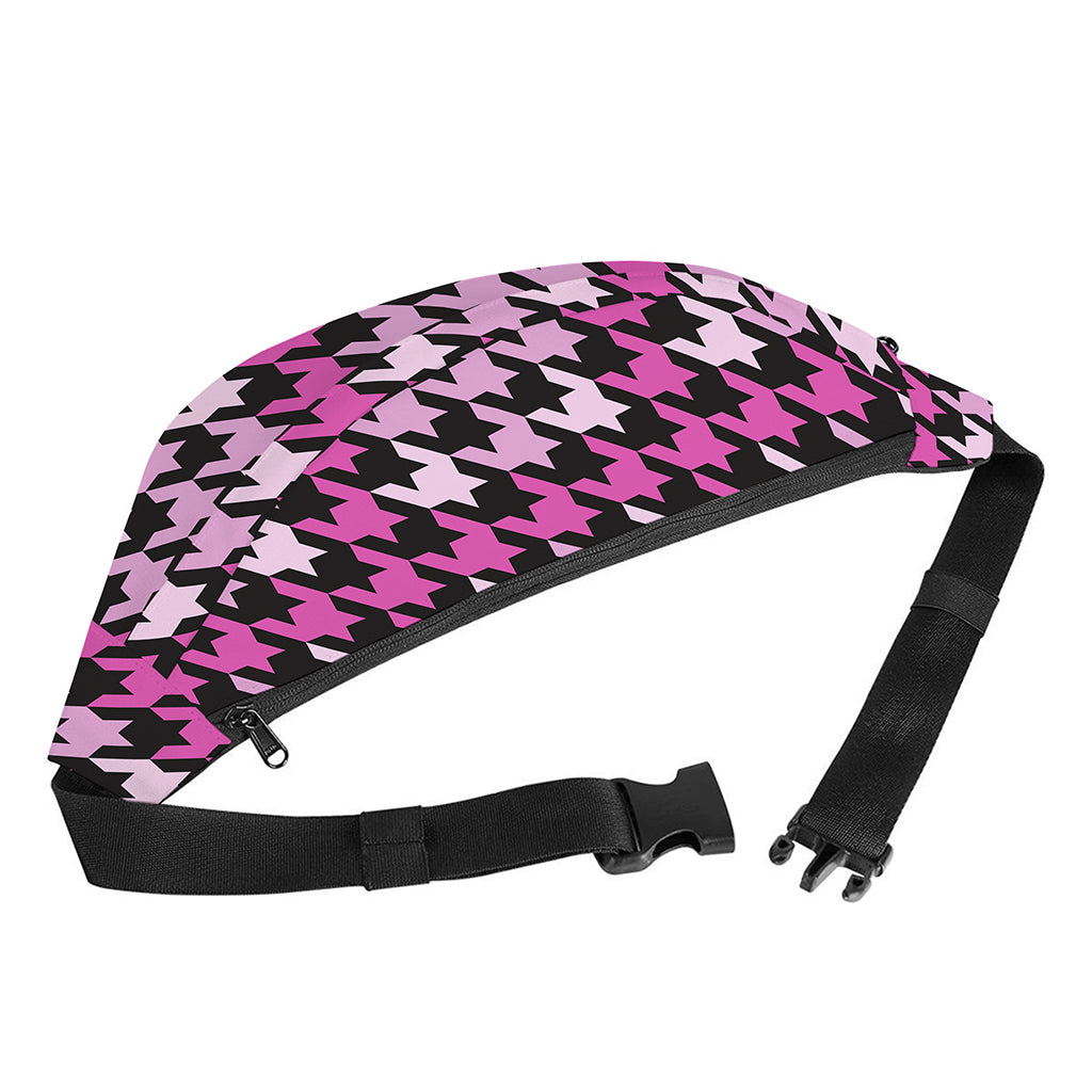 Pink Houndstooth Pattern Print Fanny Pack