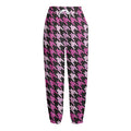 Pink Houndstooth Pattern Print Fleece Lined Knit Pants