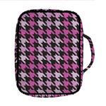 Pink Houndstooth Pattern Print Front Pocket Bible Bag