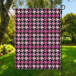 Pink Houndstooth Pattern Print Garden Flag