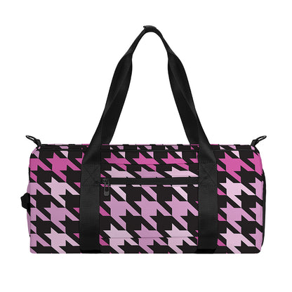 Pink Houndstooth Pattern Print Gym Bag