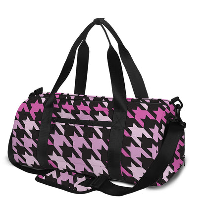 Pink Houndstooth Pattern Print Gym Bag