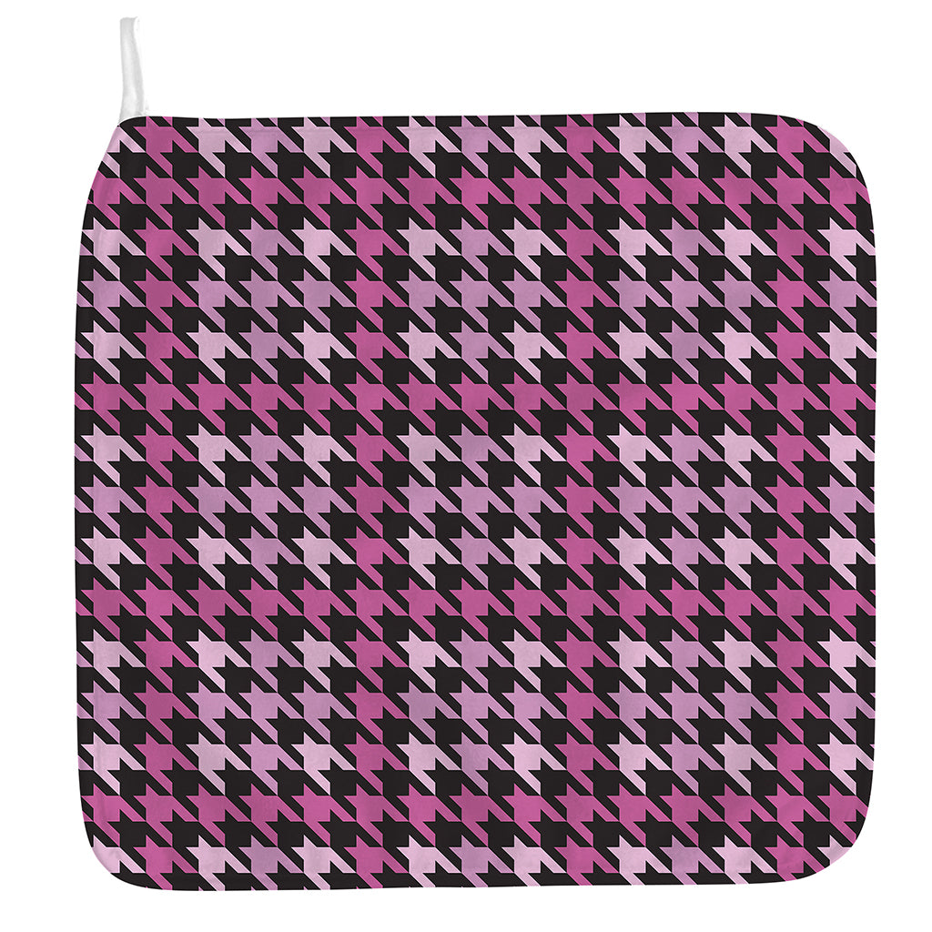 Pink Houndstooth Pattern Print Hand Towel
