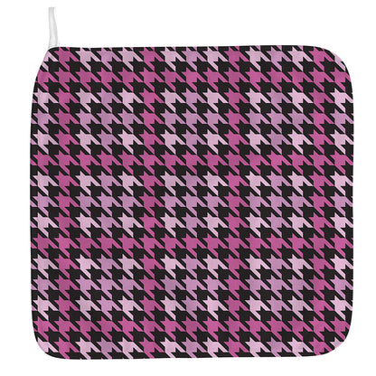 Pink Houndstooth Pattern Print Hand Towel
