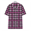 Pink Houndstooth Pattern Print Hawaiian Shirt