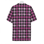 Pink Houndstooth Pattern Print Hawaiian Shirt