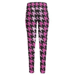 Pink Houndstooth Pattern Print High-Waisted Pocket Leggings