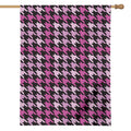 Pink Houndstooth Pattern Print House Flag