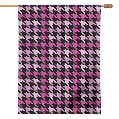 Pink Houndstooth Pattern Print House Flag