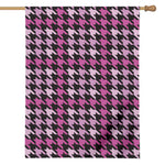 Pink Houndstooth Pattern Print House Flag
