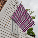 Pink Houndstooth Pattern Print House Flag