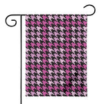 Pink Houndstooth Pattern Print House Flag