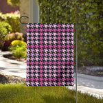Pink Houndstooth Pattern Print House Flag