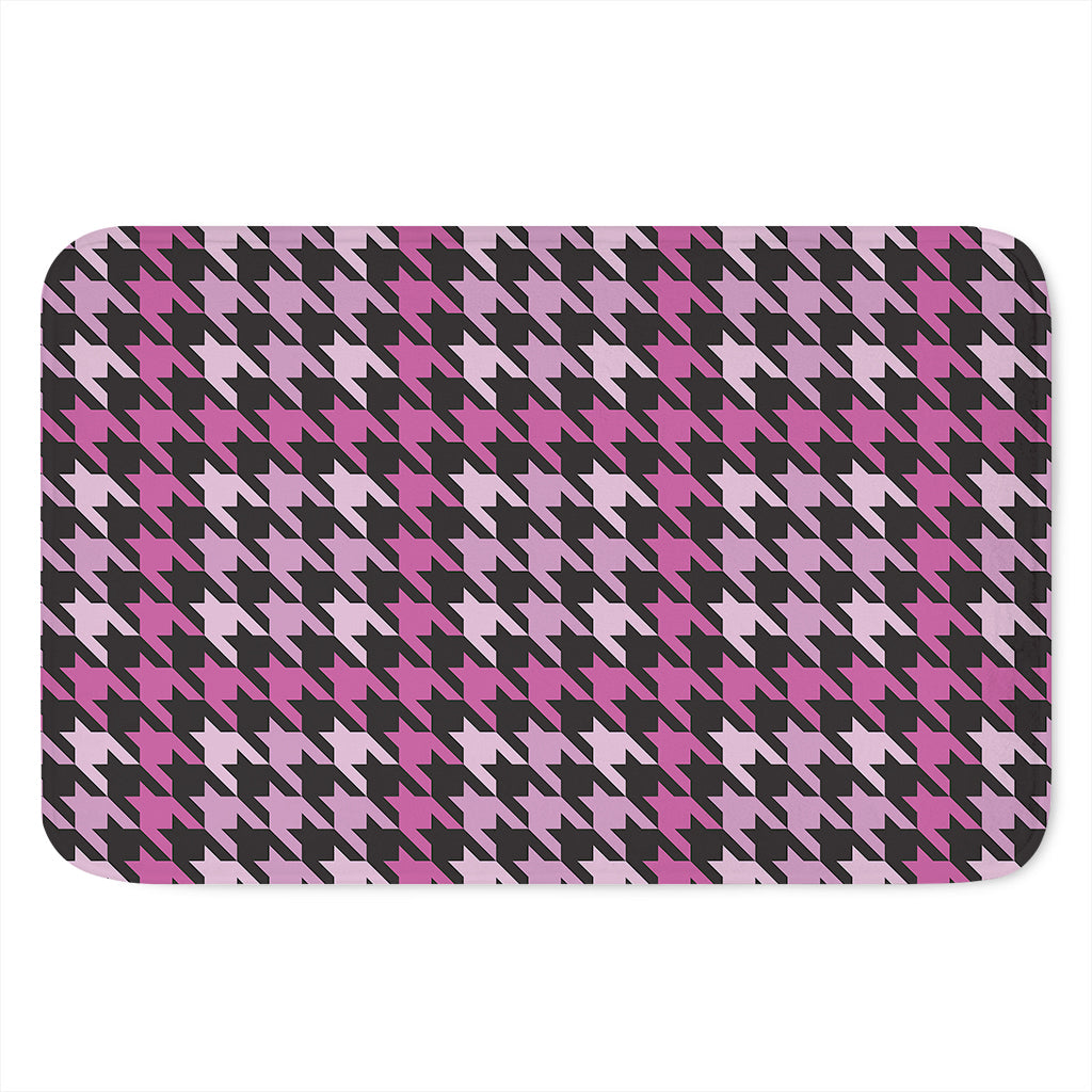 Pink Houndstooth Pattern Print Indoor Door Mat