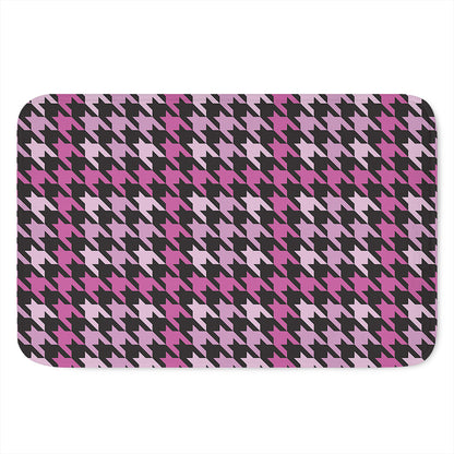 Pink Houndstooth Pattern Print Indoor Door Mat